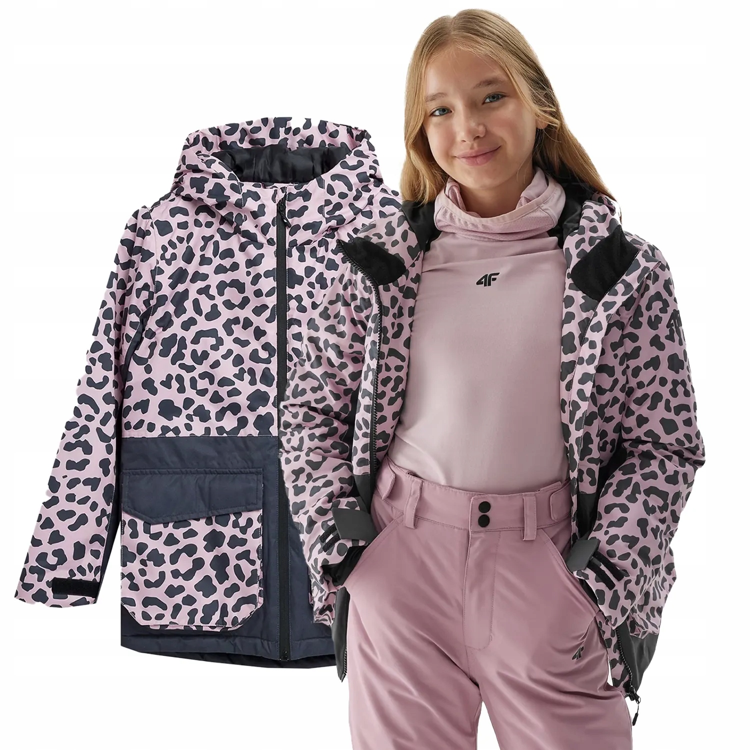 KURTKA ZIMOWA DZIEWCZĘCA 4F NARCIARSKA DZIECIĘCA Z KAPTUREM AW23F357 Marka 4F