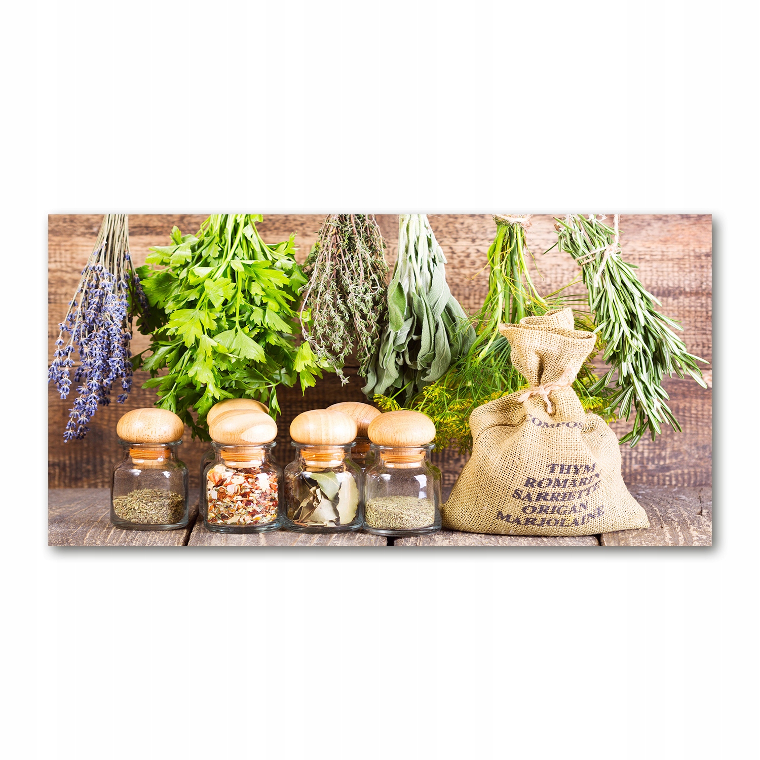 

Foto obraz szkło akryl Zioła na sznurku 120X60 cm