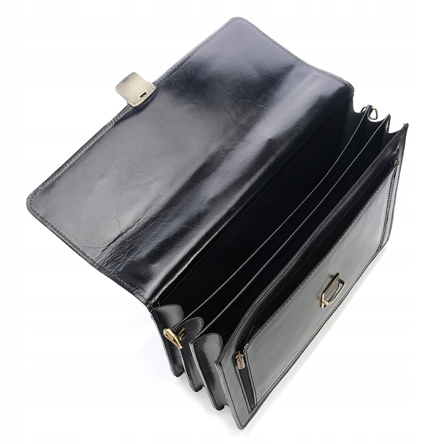 ELEGANCKA SKÓRZANA TECZKA AKTÓWKA DO PRACY CZARNA Płeć uniseks