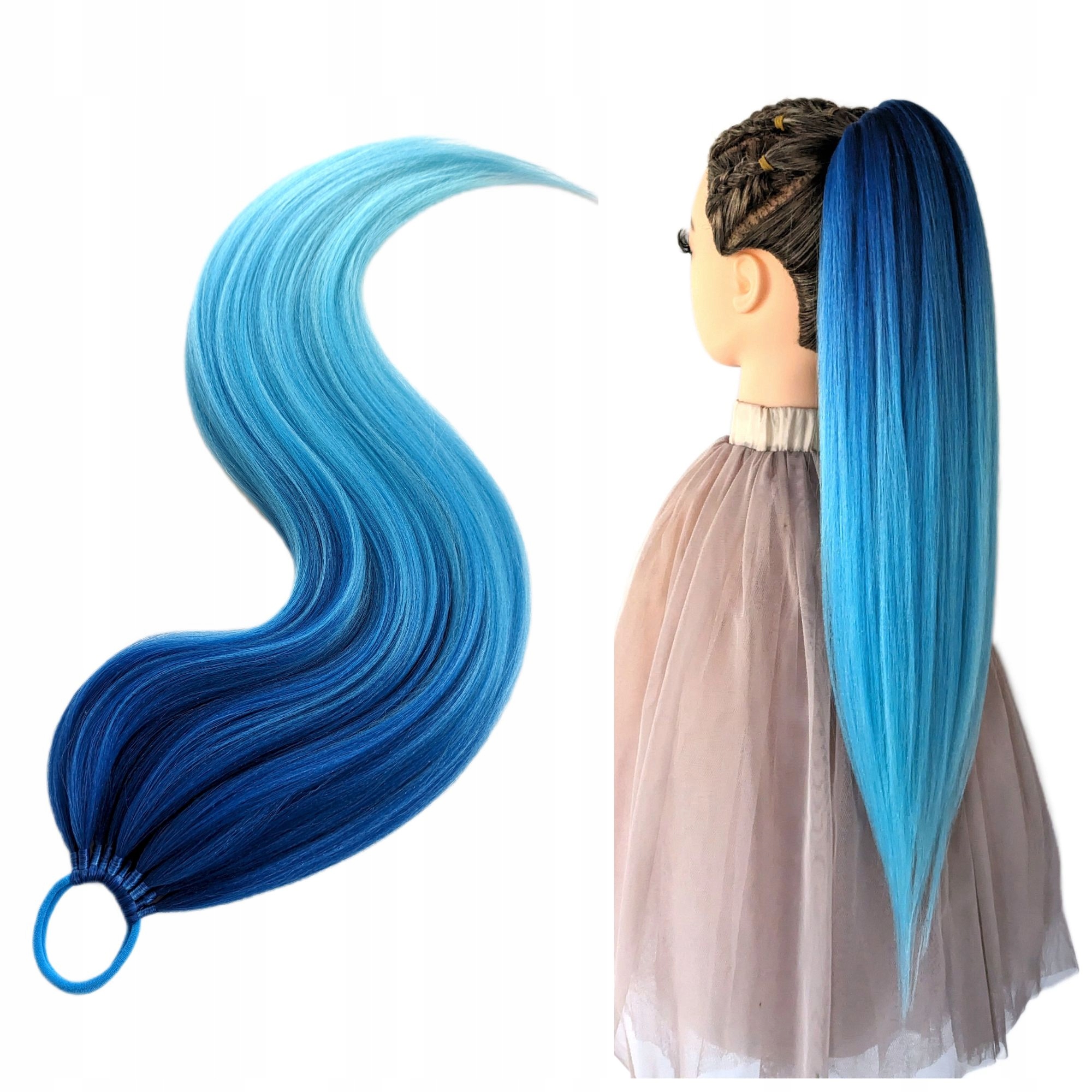 Připínací poník na gumičce, Příčesek, modrý, Tyrkysová Rusalka, 60 cm