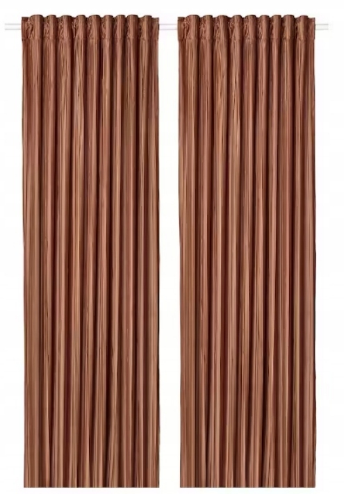 Ikea Eldtorn Zatemňovacie závesy hnedé pruhy 145x300 cm