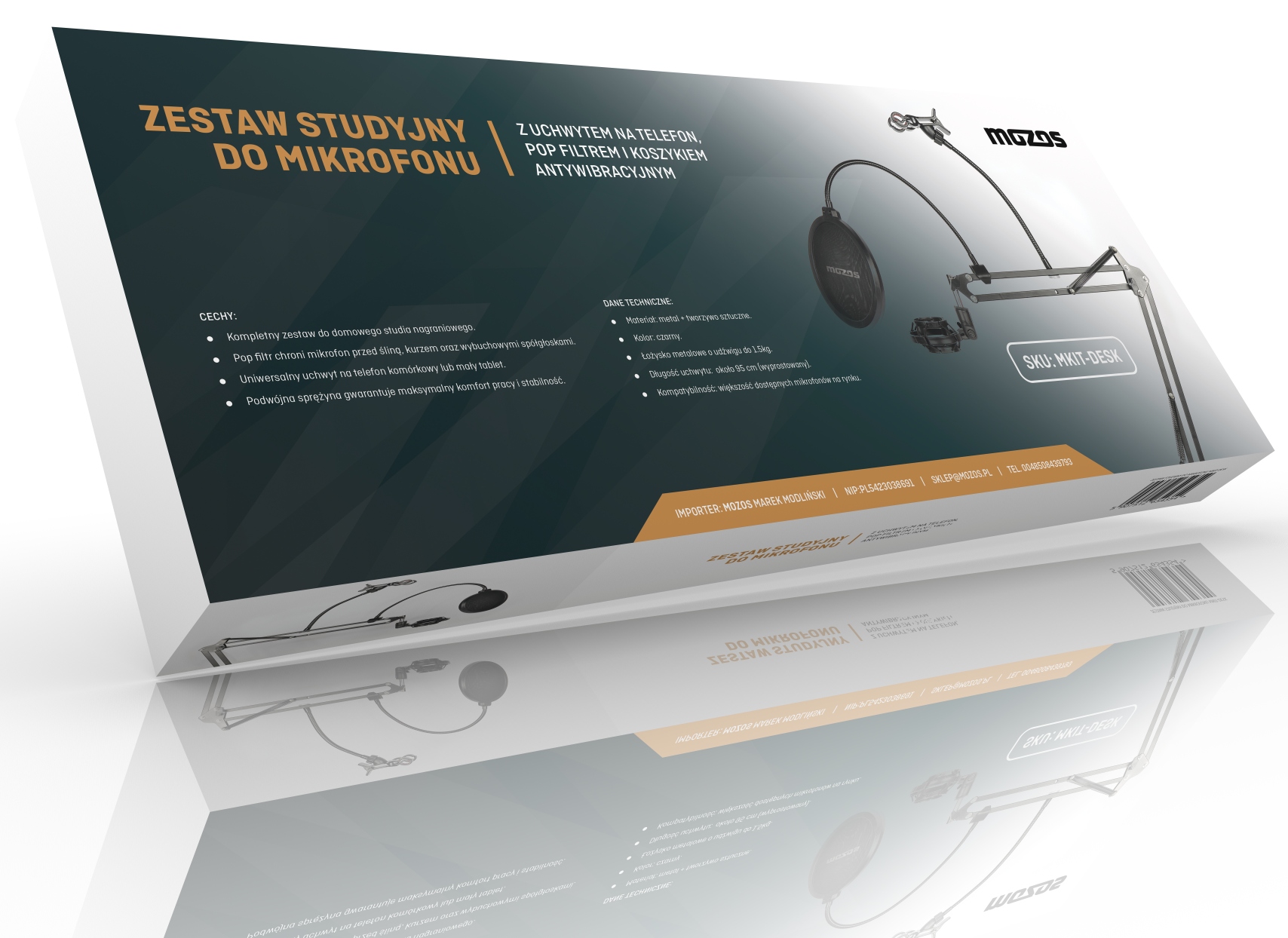ZESTAW STUDYJNY DO MIKROFONU POP-FILTR SHOCK-MOUNT STATYW RAMIĘ HIT CENOWY Marka MOZOS