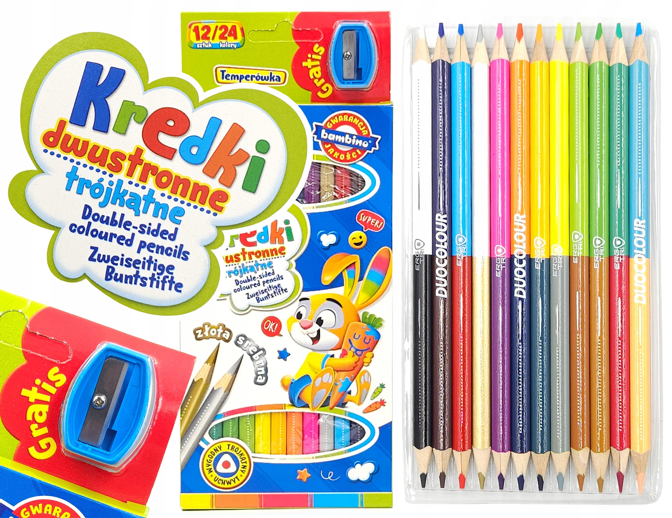 

Kredki Bambino dwukolorowe 12/24 temperówka