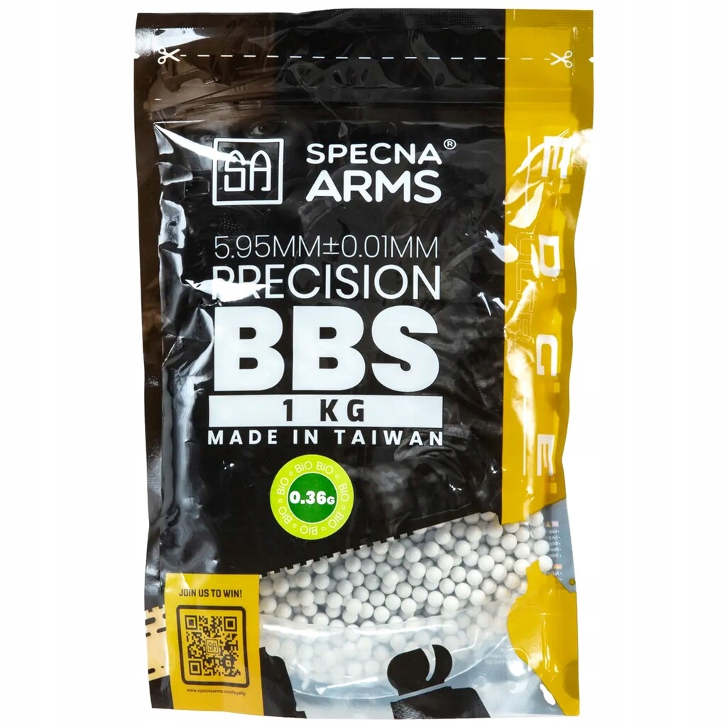 Přesné kuličky Asg Specna Arms Edge Ultra Bio 0,36 g 1 kg bílé