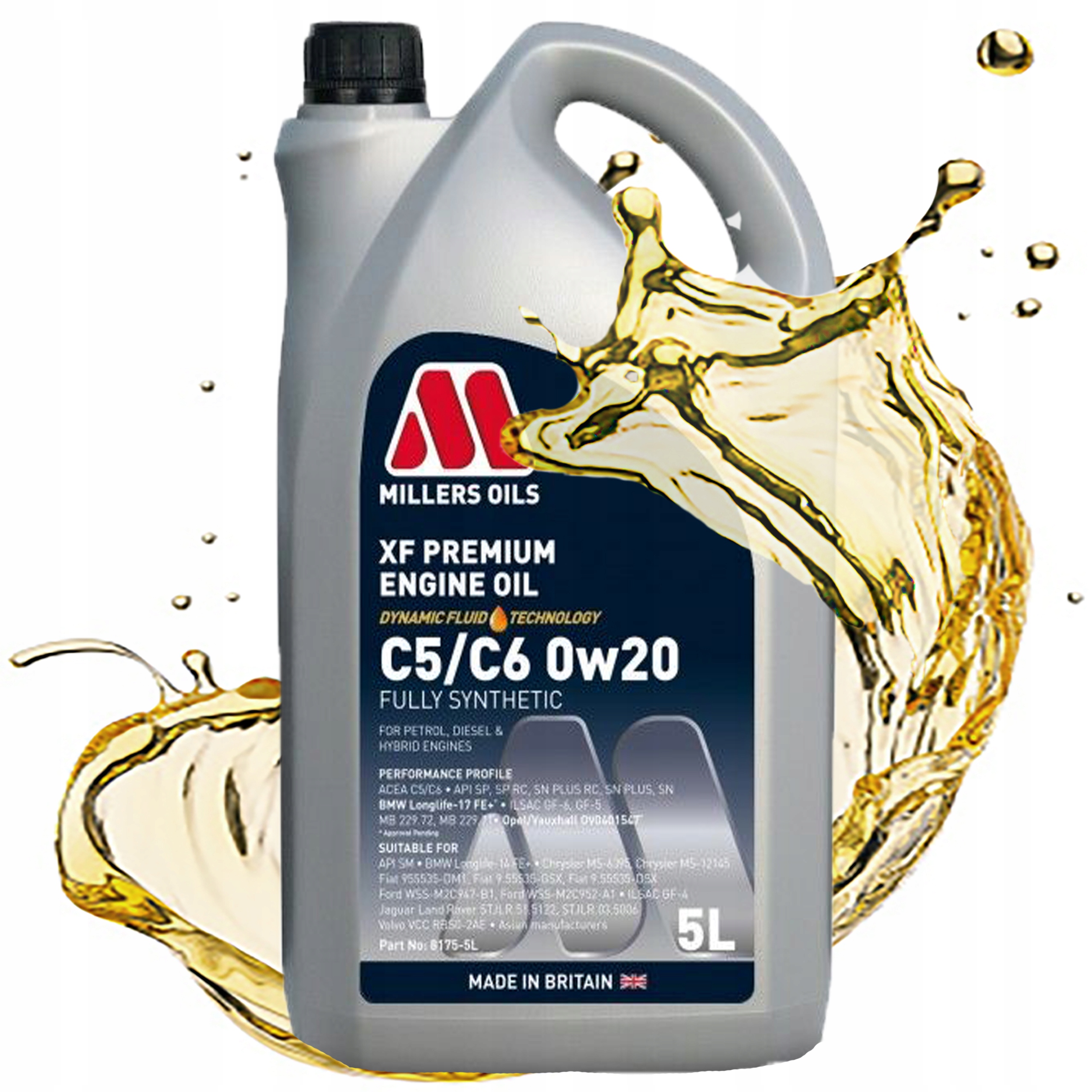 Syntetický Motorový Olej Millers Oils Xf Premium C5 C6 0w20 5L