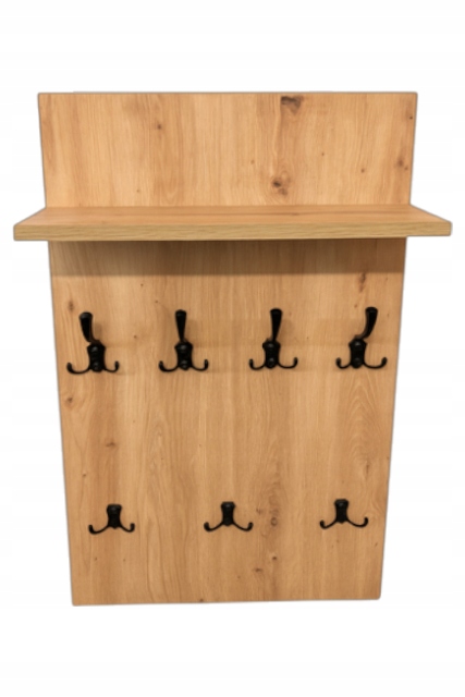 Nástěnný Věšák 80X50 Na Oblečení Klíče S Poličkou, smontovaný, 7 věšáků