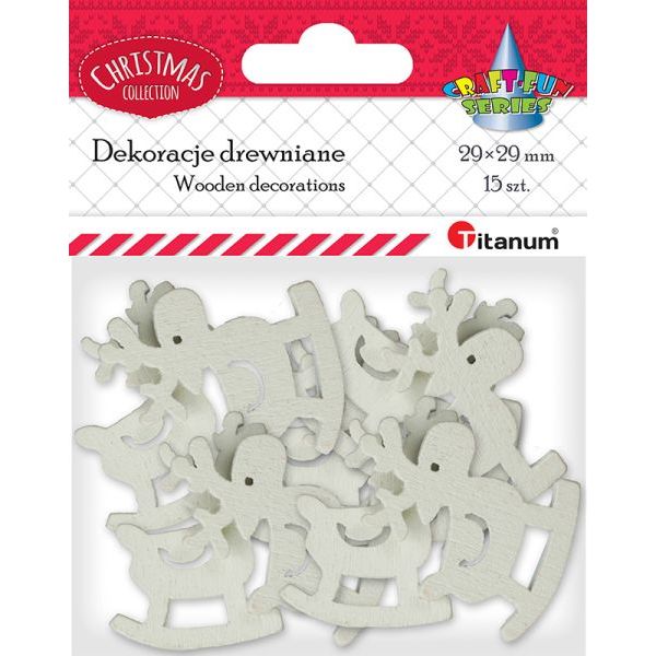 

Dekoracje drewniane 15 szt 29x29mm Titanum renifer