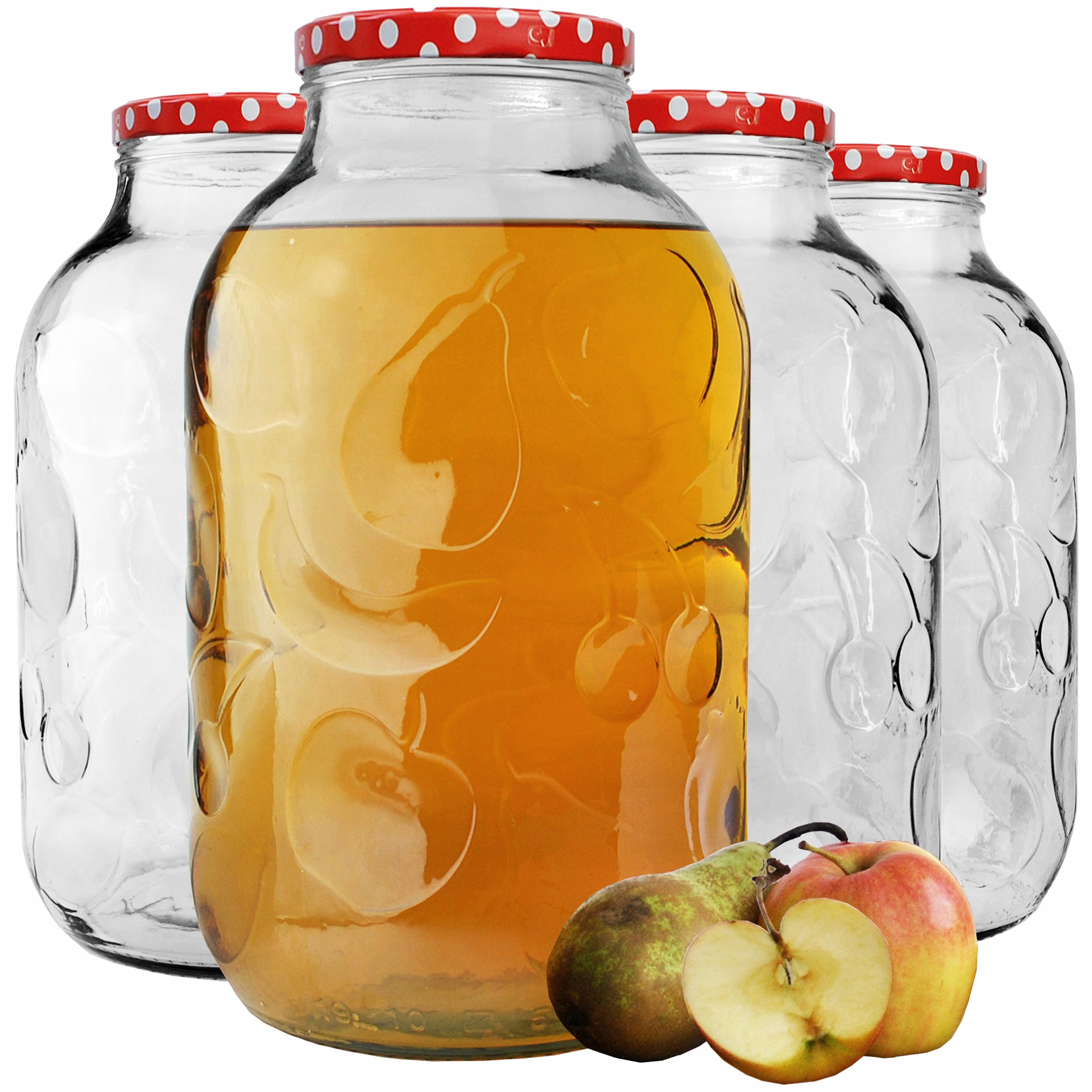 4x SŁOIK 5 LITRÓW DO PRZETWORÓW KOMPOTÓW OGÓRKÓW KISZONEK SOKÓW SŁOJE SZKŁO