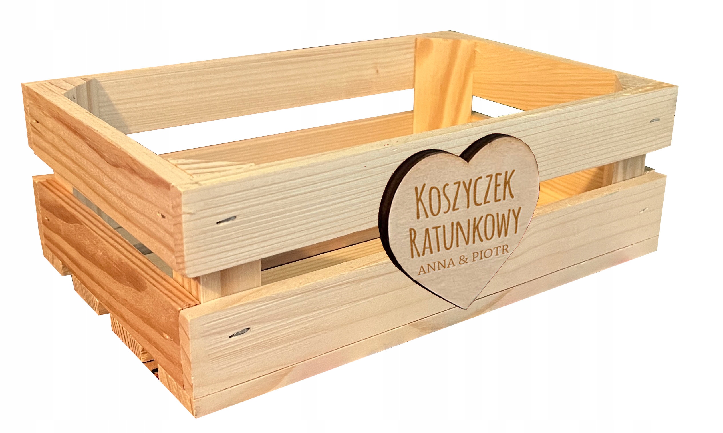 

Koszyk Ratunkowy ślubny skrzyneczka weselna napis