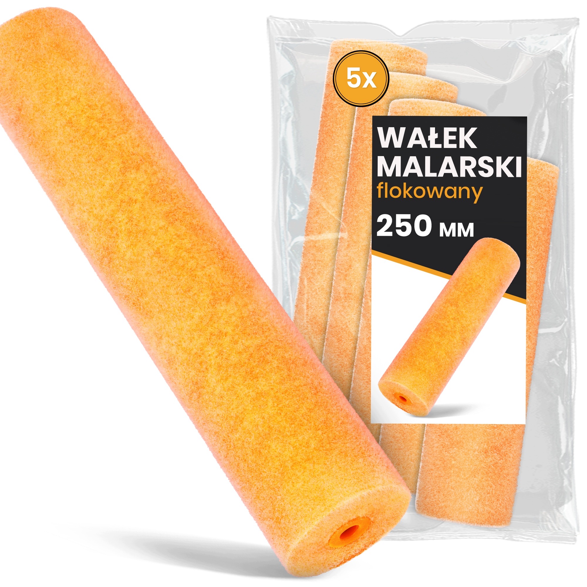 5 x Malířský Váleček Pěnový 25 cm Náhradní náplň Flokovaný Hladký Malování