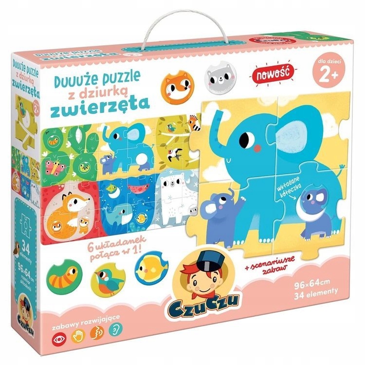 

Czu Czu Duuuże Puzzle Z Dziurką Zwierzęta 34 Elem