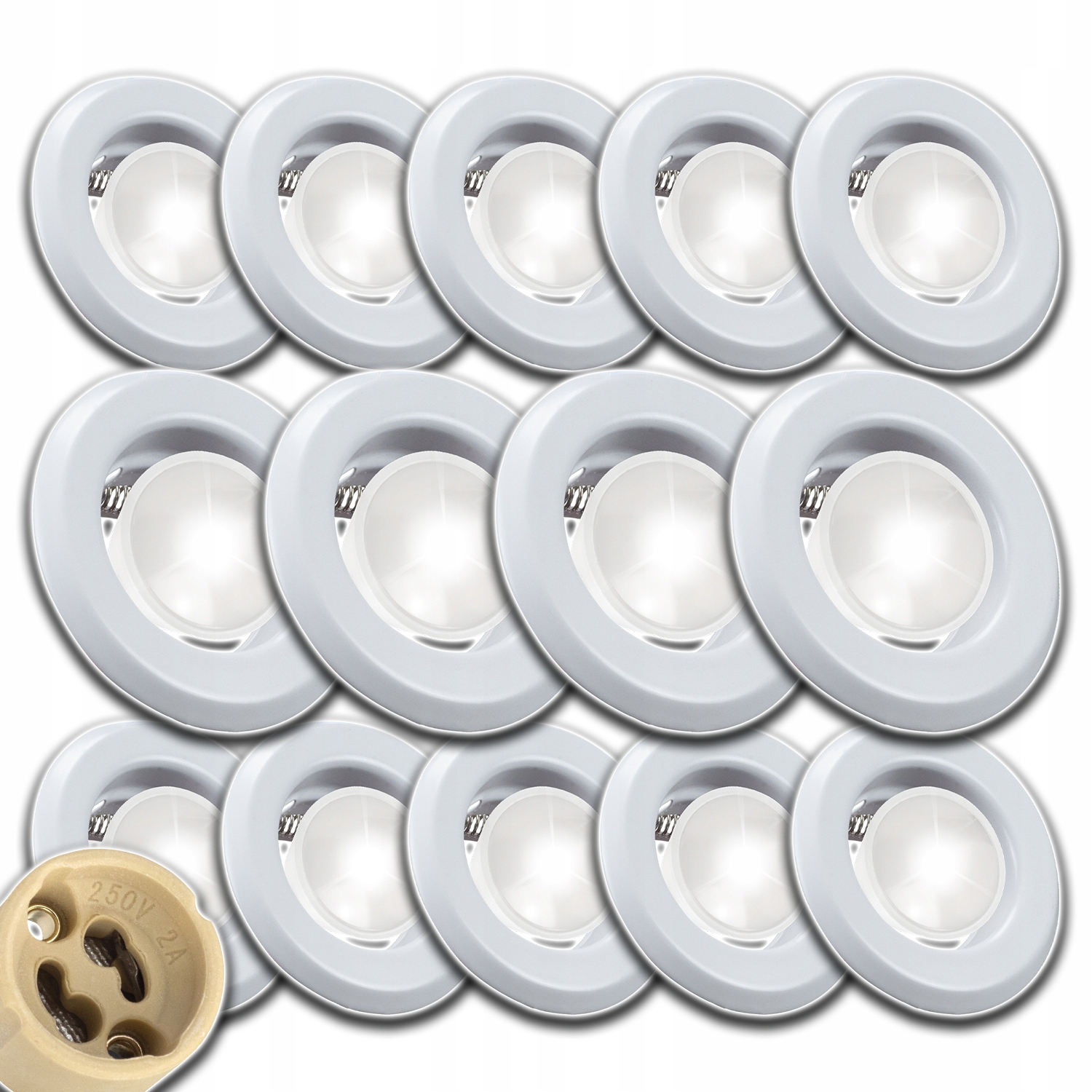 14x Stropní Svítidlo Halogen Led Lampa 1,5W Neutrální Očko Bílá