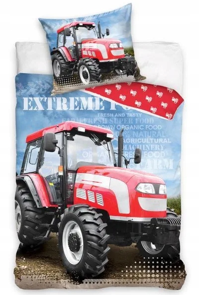 POŚCIEL TRAKTOR CZERWONY BAWEŁNA 140x200