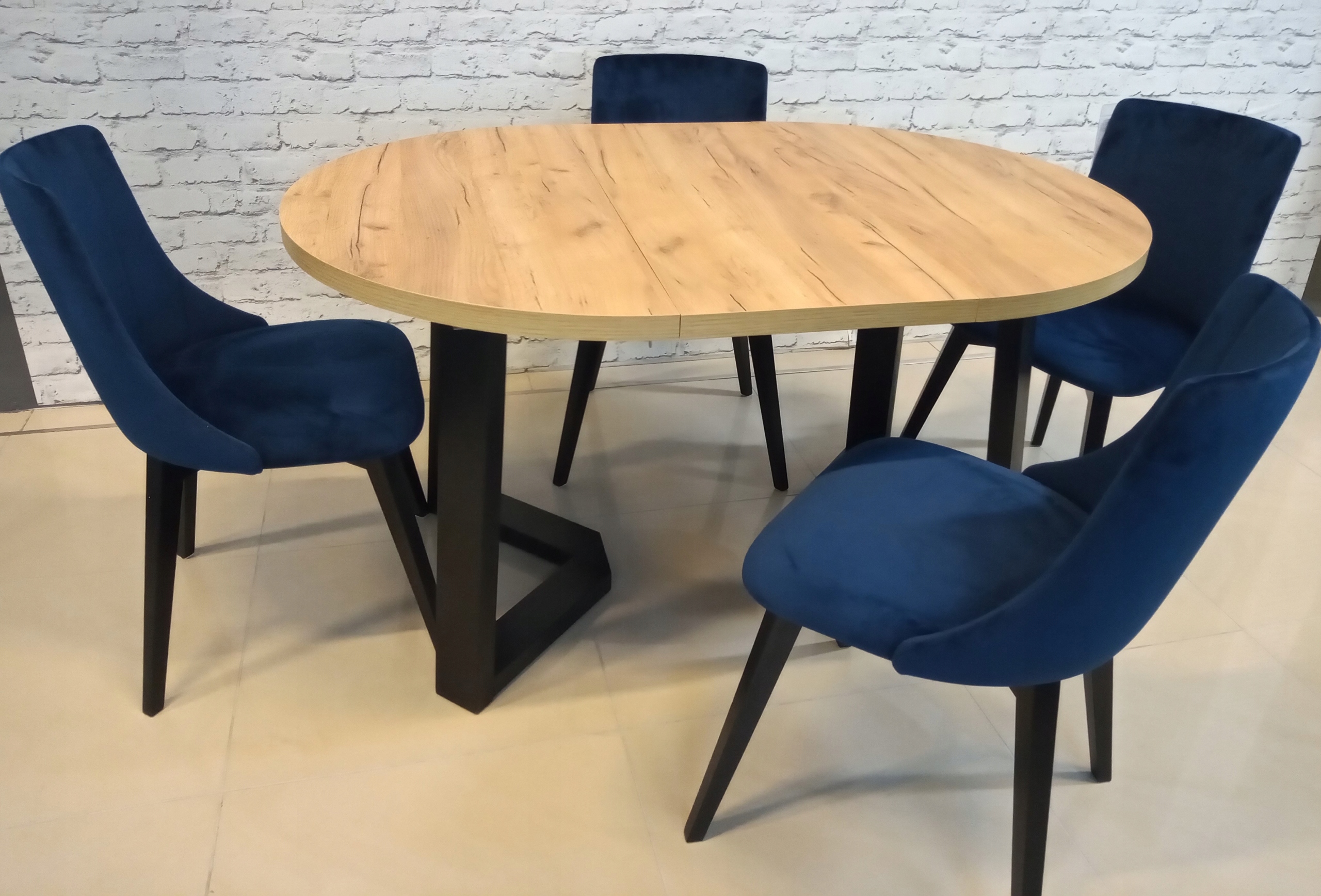 STÓŁ LOFT 100 rozkładany do 140 cm + 4 KRZESŁA Kolor korpusu stołu czarny