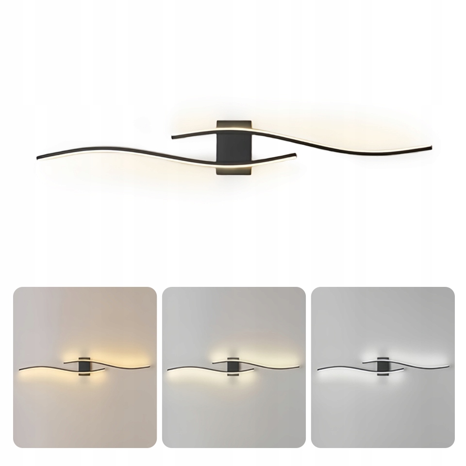 Kinkiet Czarna Lampa Liniowa Scienna Led 3000K 4000K 6000K Modern Do Salonu