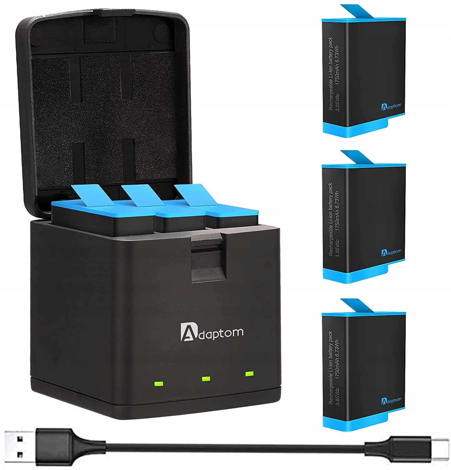 Tříkanálová nabíječka GP-BNC-906 pro GoPro Hero 12 11 10 9