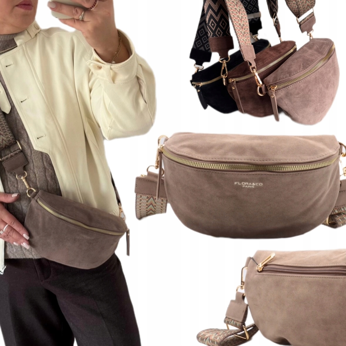 Dámská Kabelka Přes Rameno Flora&co Semiš Ledvinka Šedá Dárek Na Velikonoce