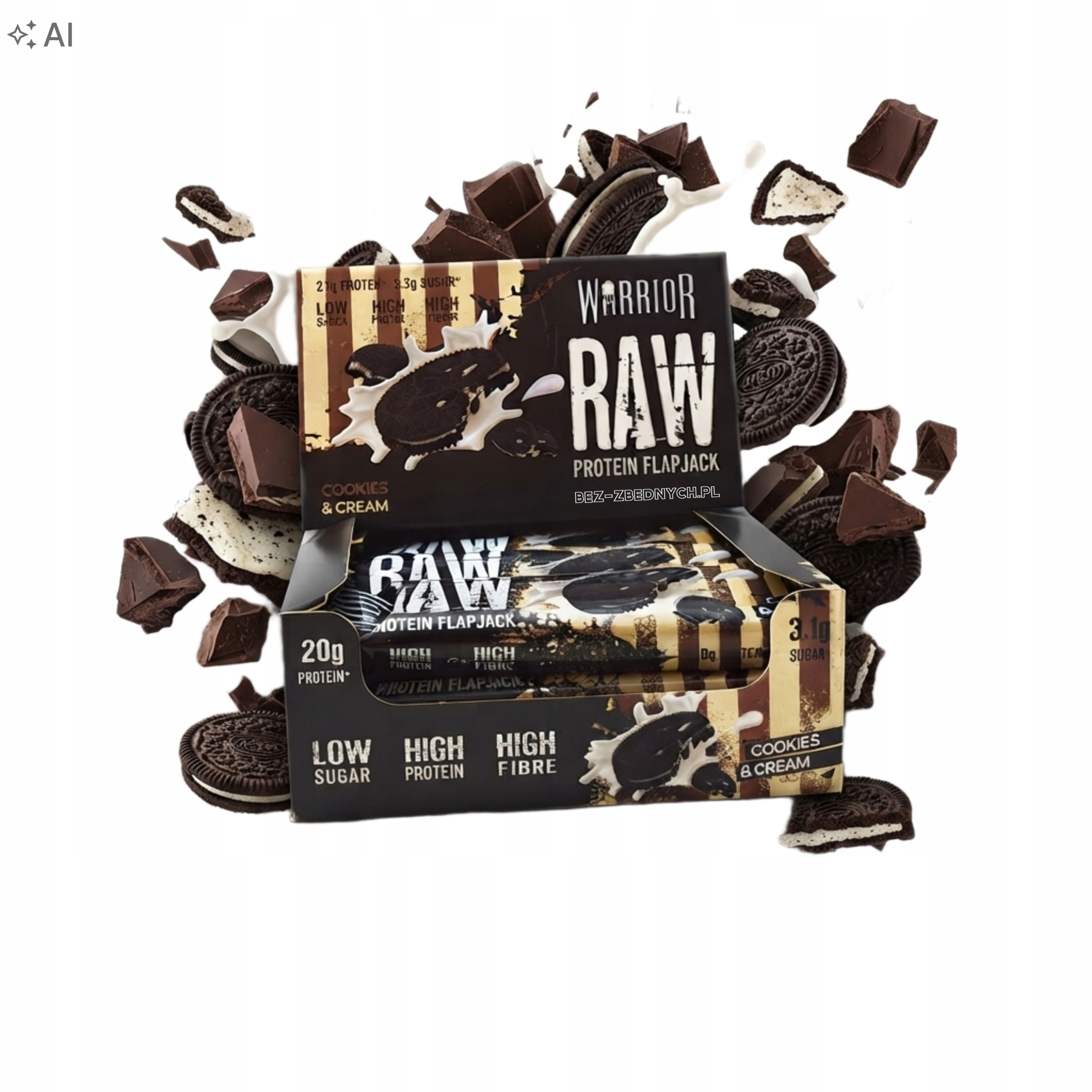 Warrior Supplements Raw Protein Flapjack 75 g Ovesná Tyčinka Bez Přidaného Cukru