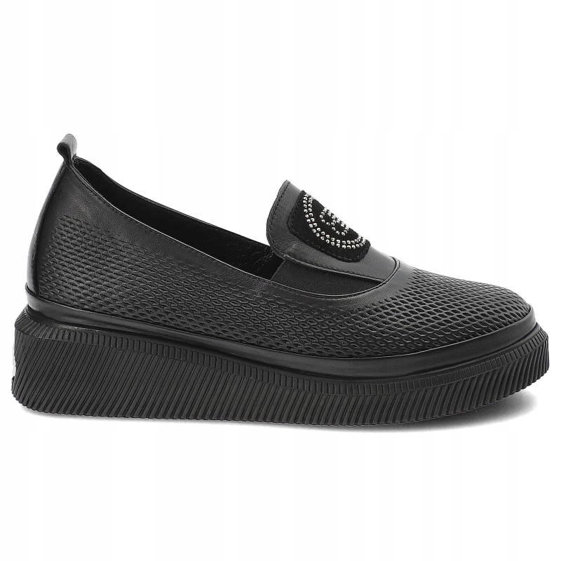 Czarne Półbuty Ravini Wygodne Skórzane Buty Marka Ravini