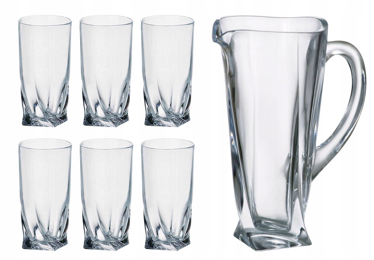 Bohemia Quadro Drink Water Džbán 6 Pohárov