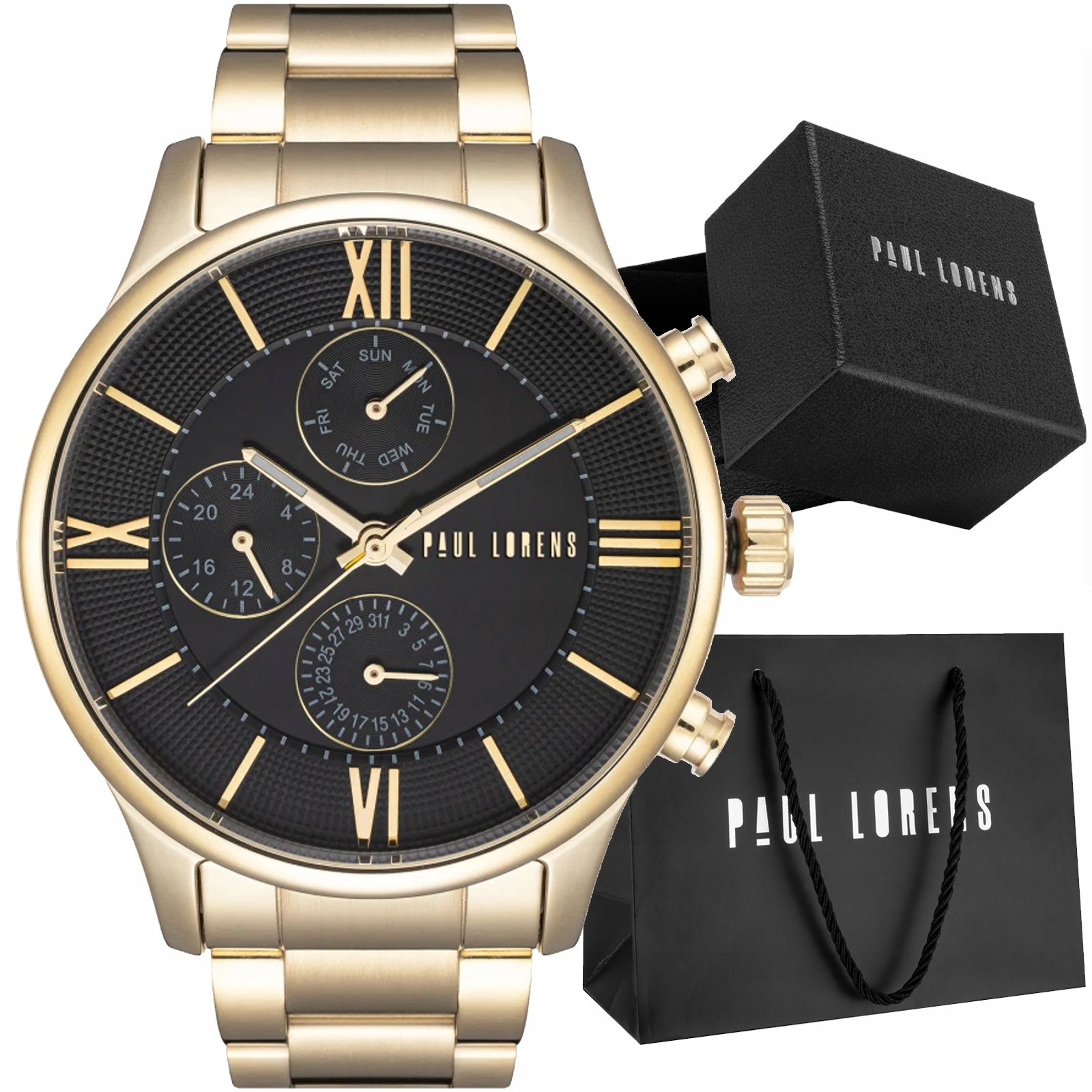 Pánské hodinky Paul Lorens 1D1 Ocelový Náramek s datumovkou Box