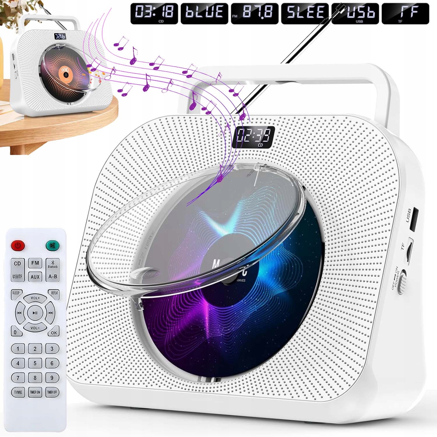 Přenosný Cd/kazetový Přehrávač S Bluetooth Fm Rádio Discman MP3 Aux Reproduktory