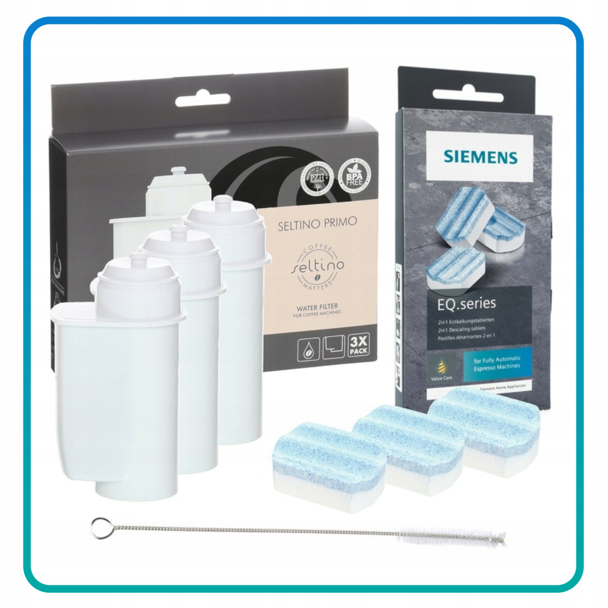 TABLETKI ODKAMIENIAJĄCE SIEMENS TZ80002 + 3 FILTRY + SZCZOTECZKA zestaw EAN (GTIN) 4260441610053