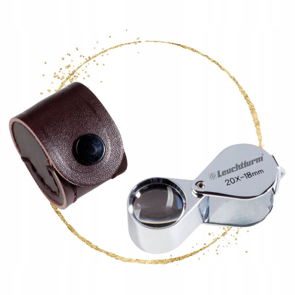 Klasická skládací lupa x20 Leuchtturm v koženém pouzdro