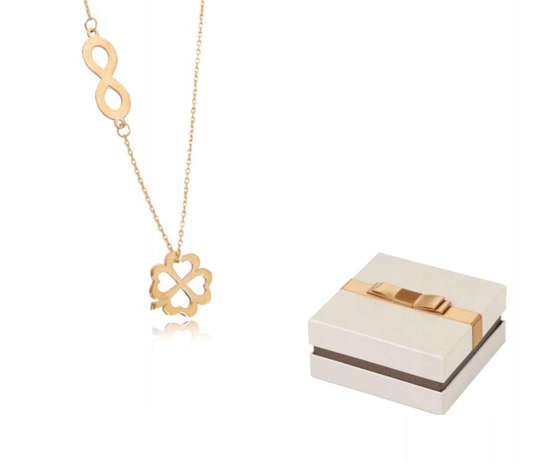 Zlato 585 Zlatý náhrdelník nekonečna a Čtyřlístek 14 karátů ZN25