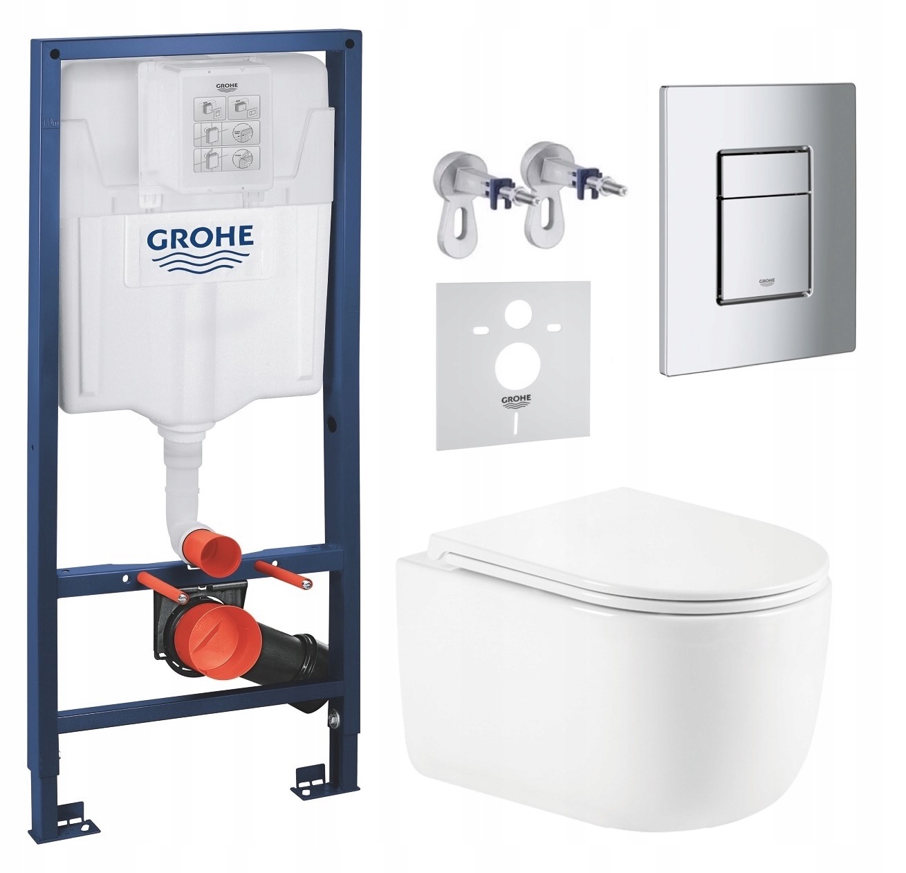 7w1 Zestaw Wc, Stelaz Grohe, Miska Wc Tornado Imprese, Przycisk Chrom