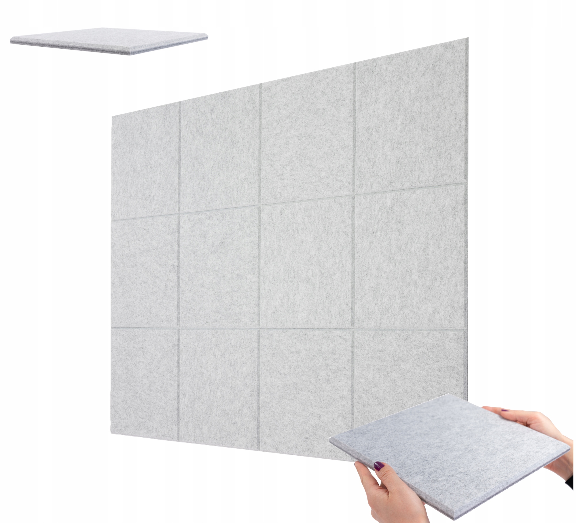 Sada akustických plstěných panelů do obývacího pokoje 12 Ks o tloušťce 1,2 cm, Světle Šedé atesty