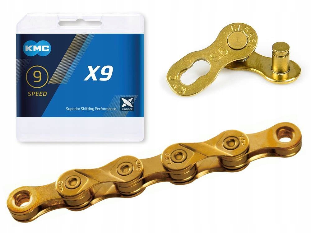 Řetěz na kolo Kmc X9 114 článků, 9 rychlostí, Gold