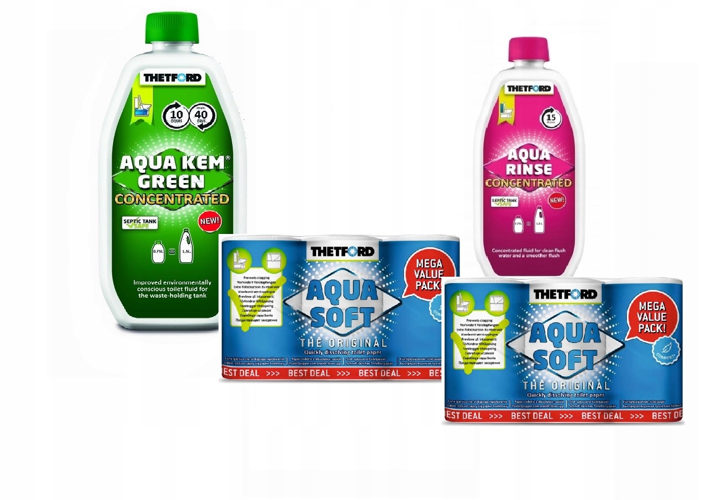 8710315000030 - Набір 2x0. 75l green + rinse + 2x soft THETFORD