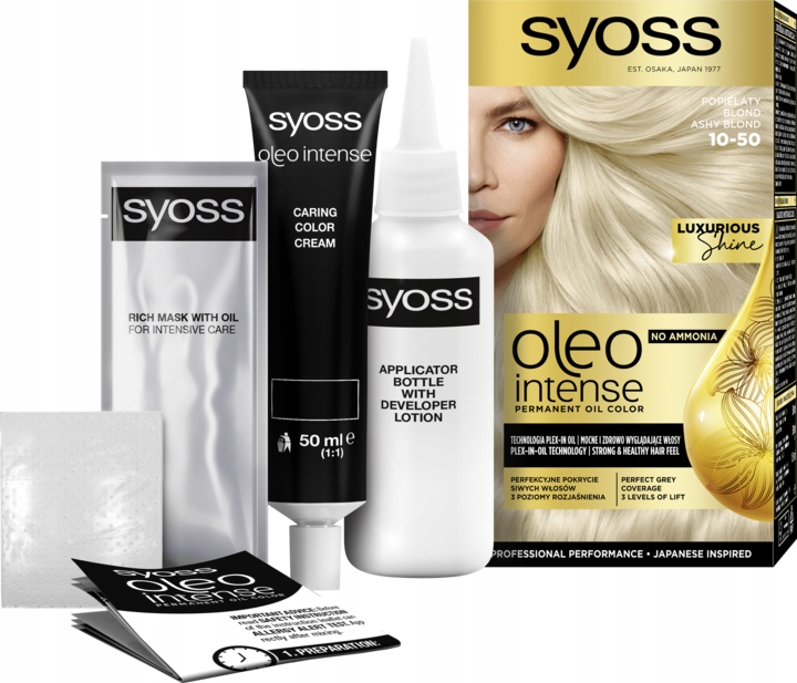 Oleo Intense Farba Do Włosów Bez Amoniaku Nr 10-50 Popielaty Blond
