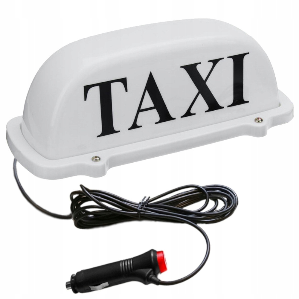 TAXI LAMPA LED KOGUT BIAŁY Z NAPISEM GAPA MAGNES Z WTYCZKĄ ZAPALNICZKI WTYK