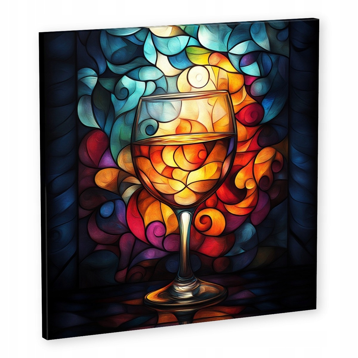 Obraz Na Plátně Canvas Barevný Vitráž Sklo Mozaika Víno Sklenička 50x50