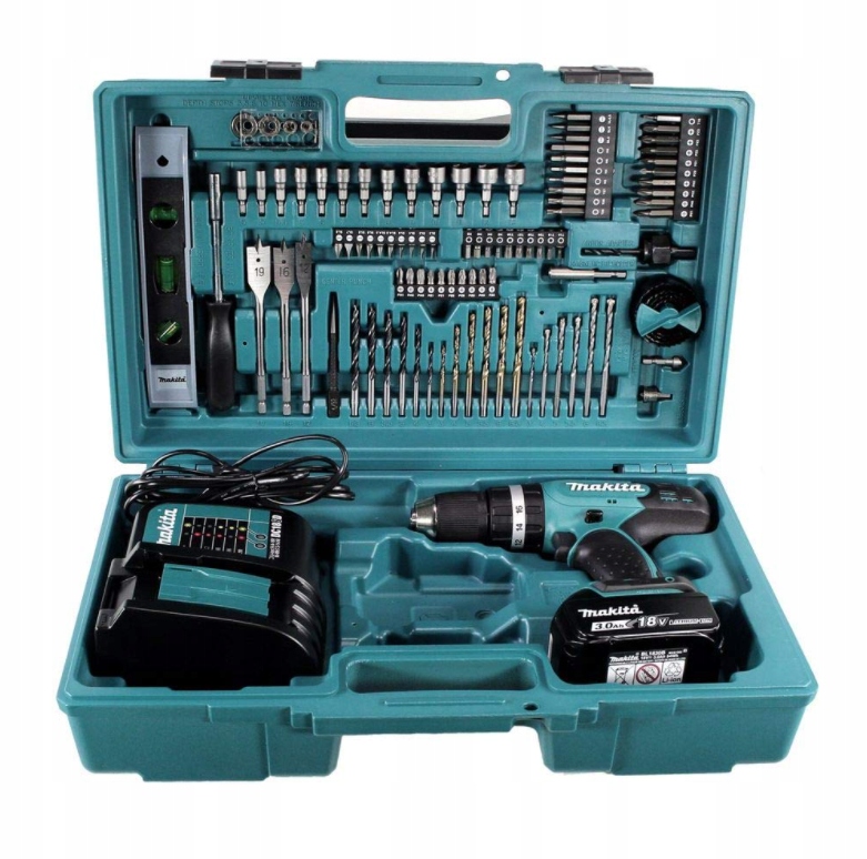 

Makita DHP453 18Vz zestawem akcesoriów w komplecie