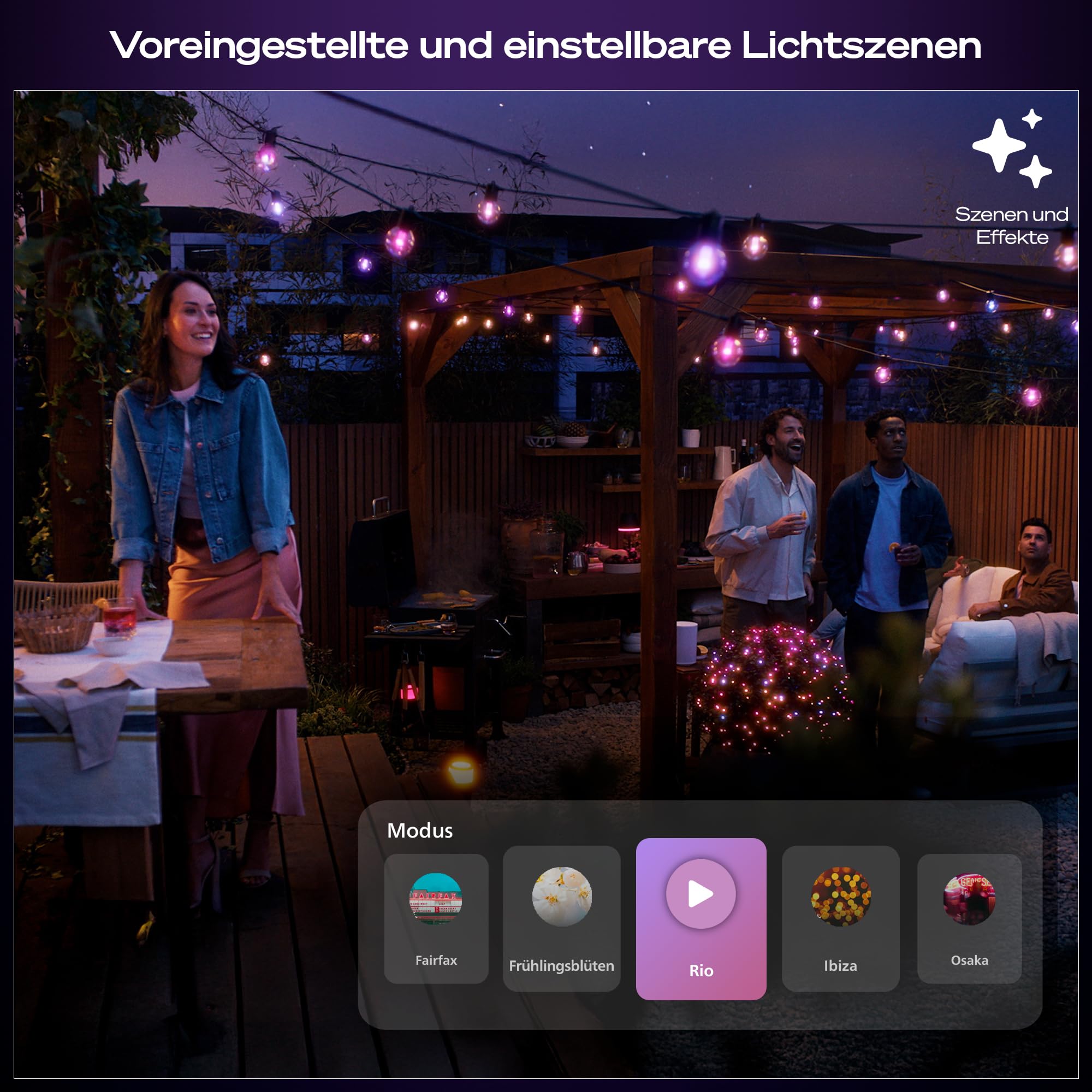 PHILIPS Hue Festavia Zewnętrzna Lampa LED 14M 20 Kul RGBW Aplikacja Hue — miniatura 5