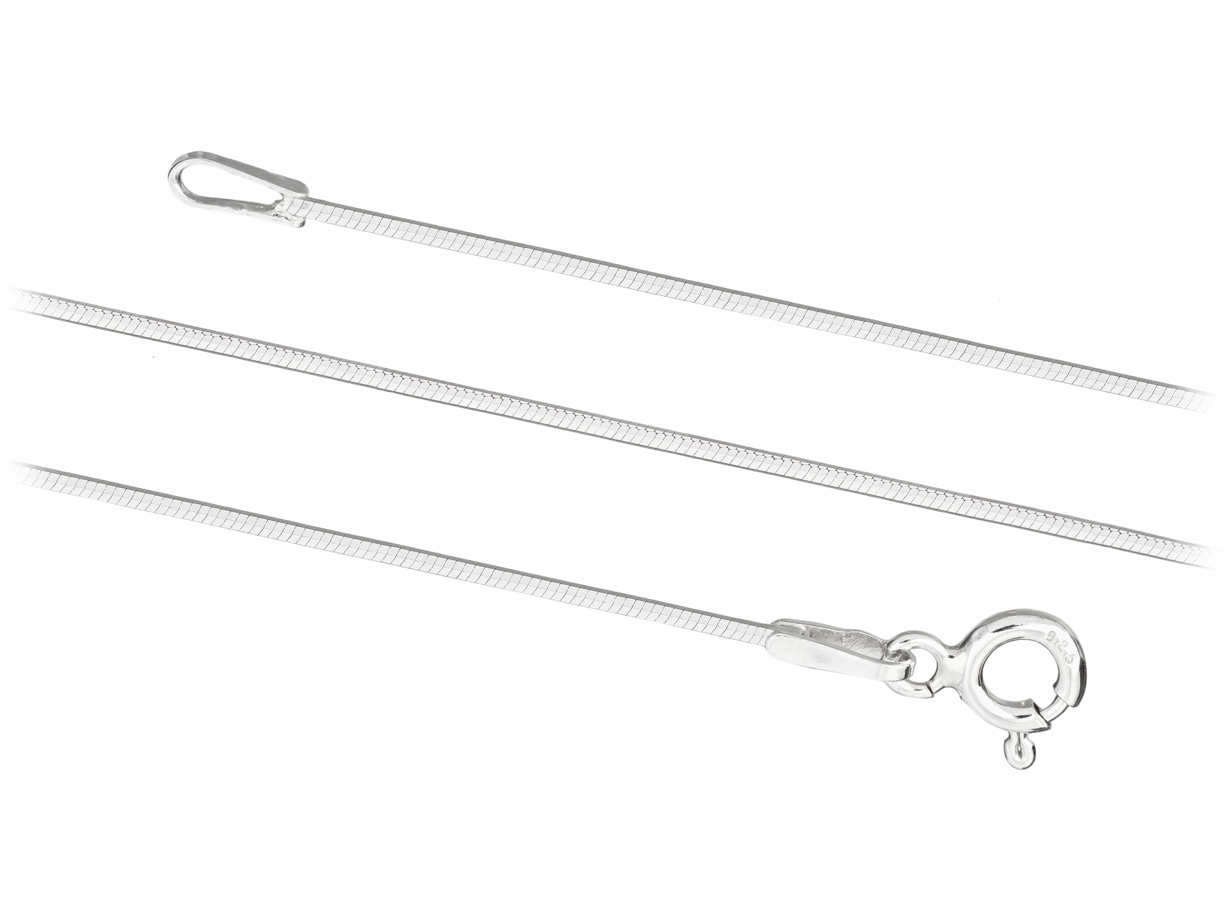 Krátký Tenký Stříbrný Řetízek Hladký Hadí Osmihranný 1mm Choker 38 cm