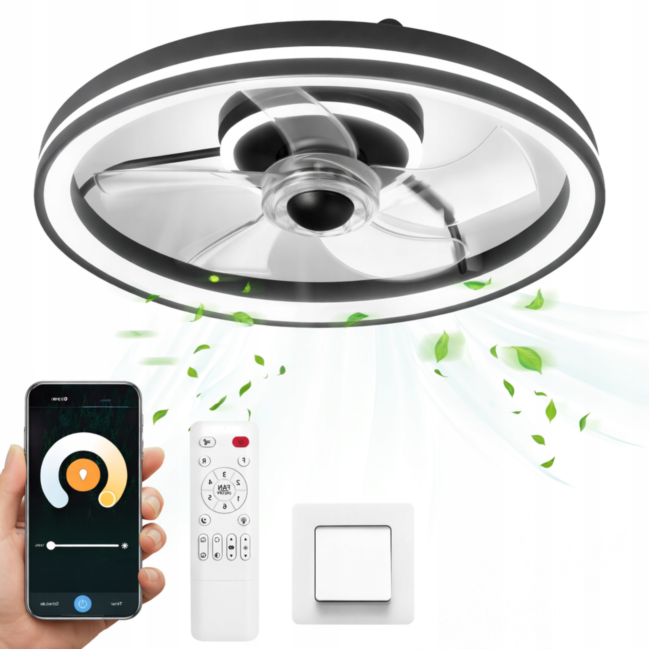 Stropní Svítidlo s Led ventilátorem Ventilátor na dálkové ovládání Aplikace 6 režimů 2v1