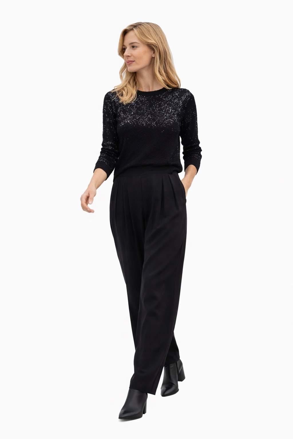 Černé Rovné Kalhoty S Vysokým Pasem, Velikost I3A