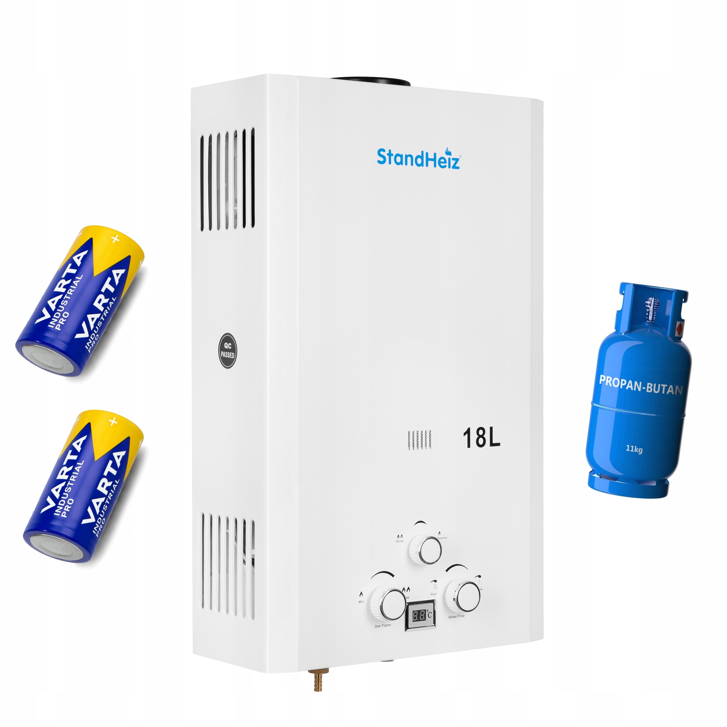 Ohřívač Vody Průtokový Plynový Bojler Lpg 18L 36KW StandHeiz