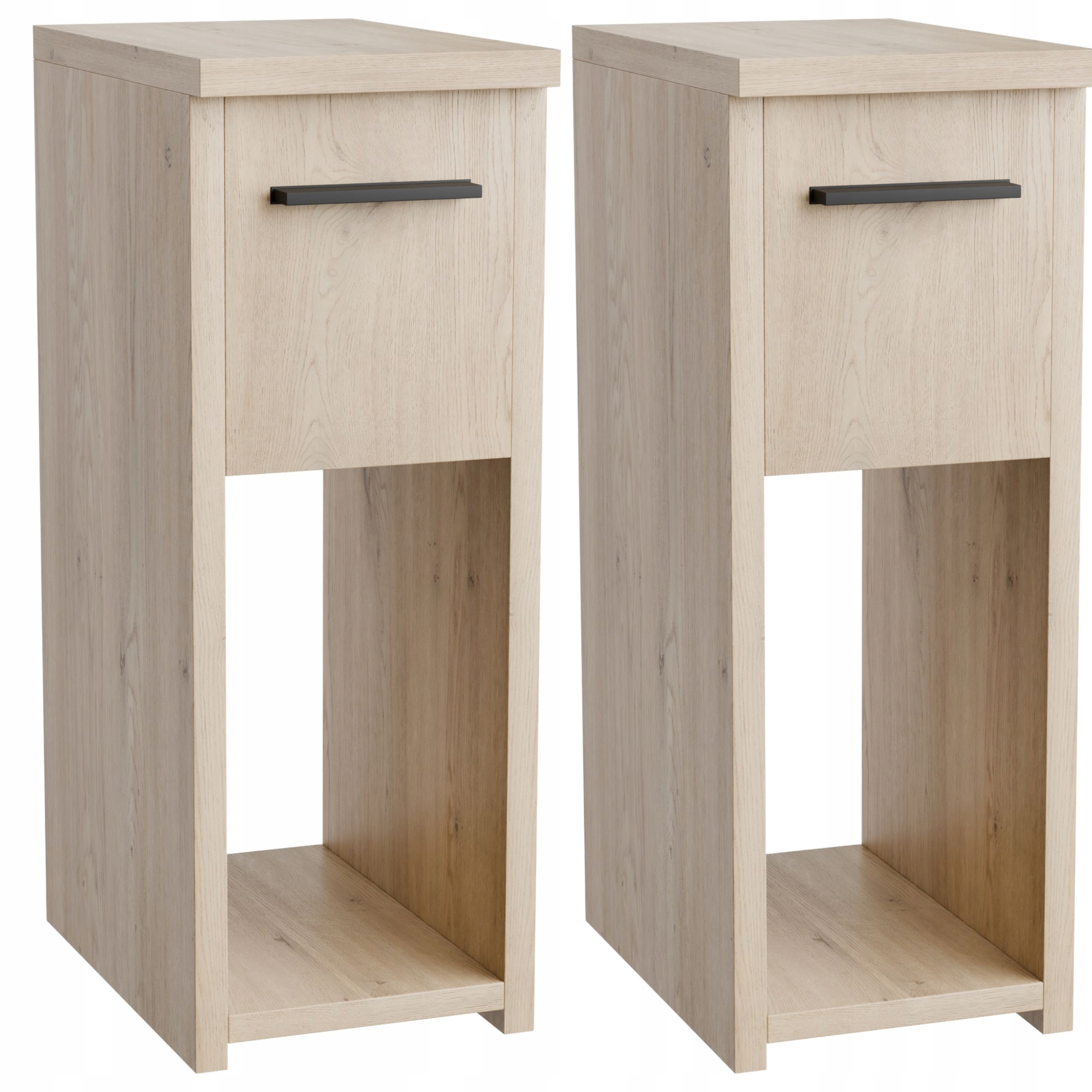 Sada 2 Úzkych Nočných Stolíkov Škandinávsky Dub Torro 20x30 CM So Zásuvkou