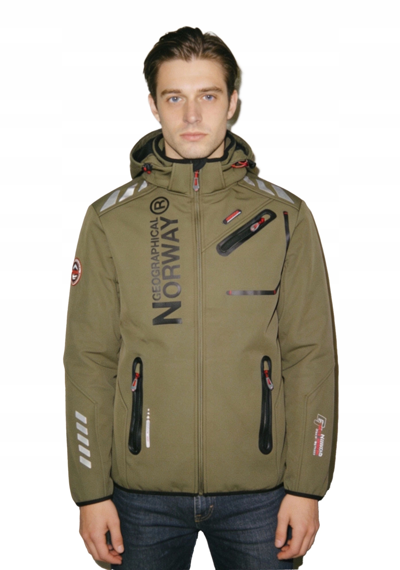 Pánská softshellová bunda Geo Norway turistická, pohodlná, s kapucí, horská