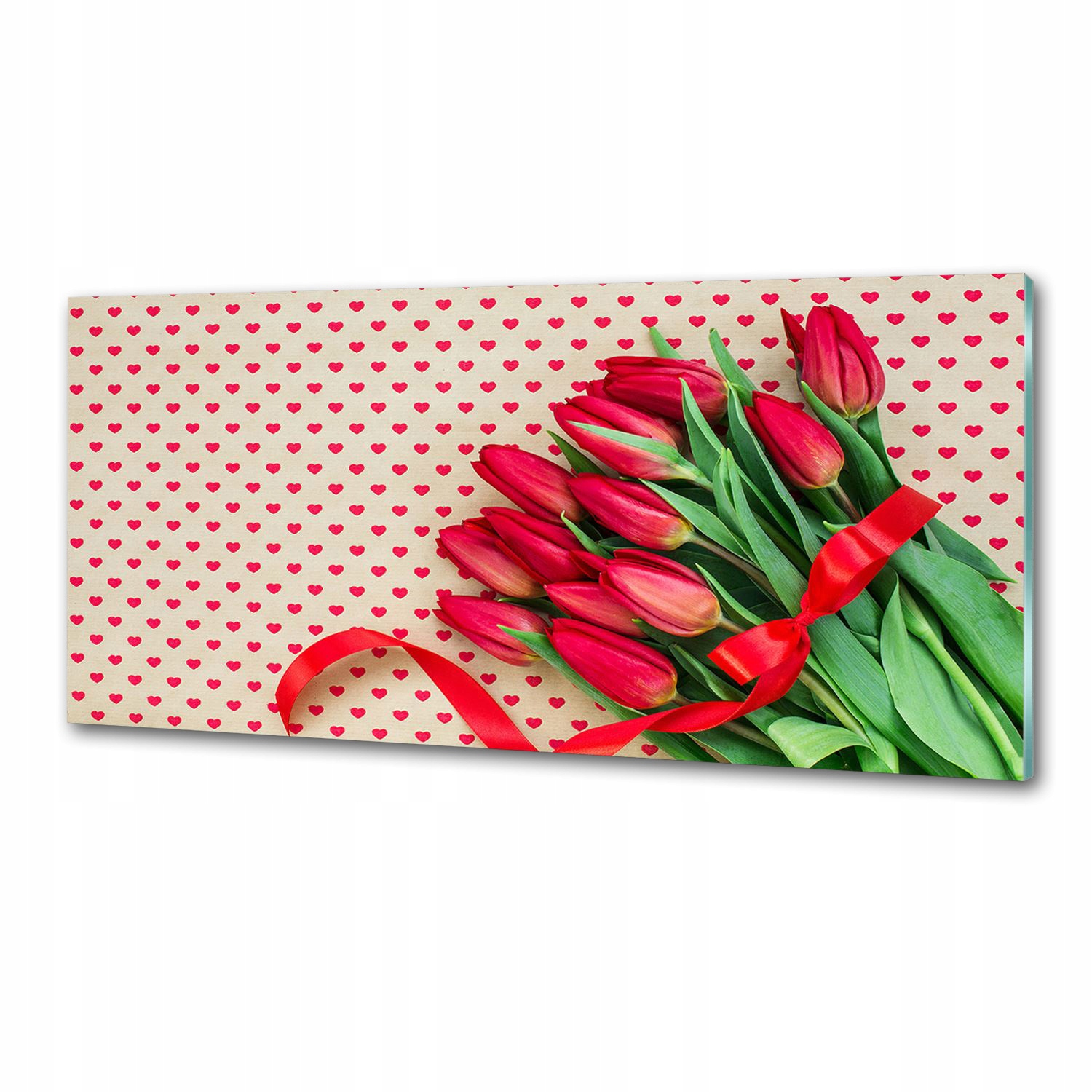 Panel do kuchyne Tulipány srdiečka 125x50 Lepidlo