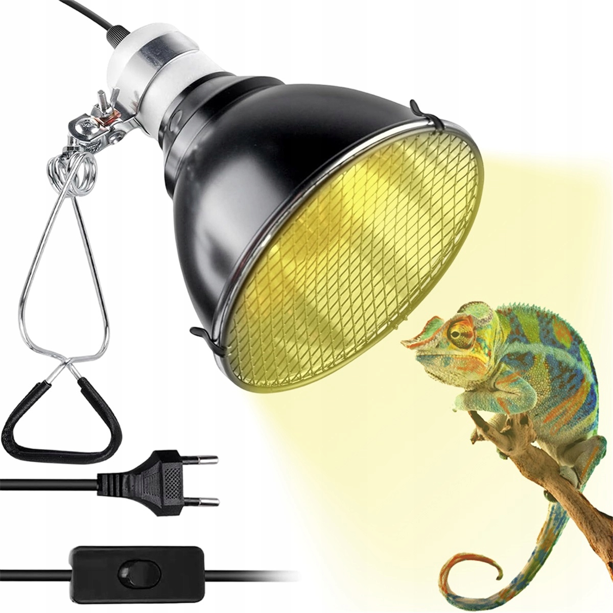 Levně 360° Otočná Topná Lampa S Odrazem Pro Terárium Plazů, Černá