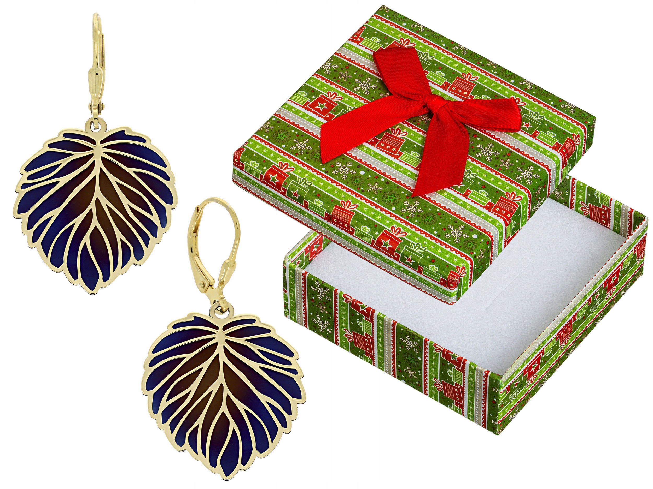 Stříbrné Náušnice Závěsné listy s titanem Pozlacené anglické zapínání