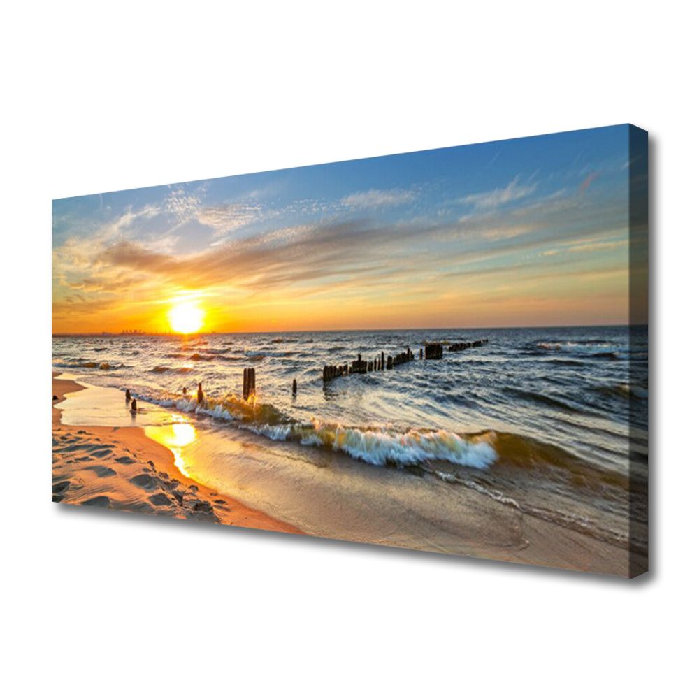 

Obraz na Płótnie Morze Zachód Słońca Plaża 140x70