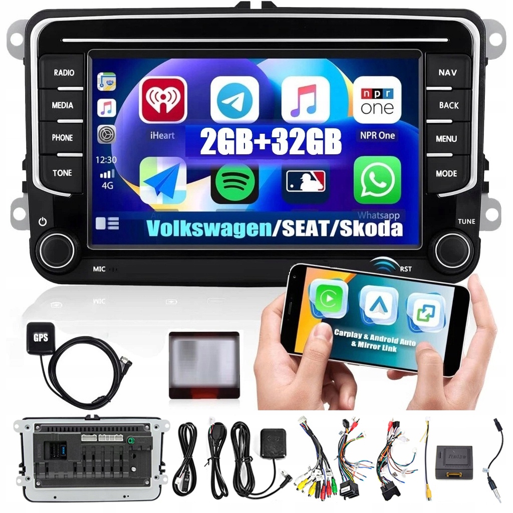 Rádio Android Carplay Vw Passat B6 B7 Golf 5 V 6 VI Tiguan Touran Caddy Rds