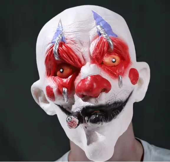 LATEKSOWA MASKA STRASZNY ŁYSY KLAUN Z CYGAREM HALLOWEEN PRZEBRANIE Typ maska